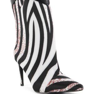 AZALEA WANG " ZEBRA INTENTIONS " MULTI WESTERN TOPLINE ZEBRA BOOT ( BRAND NEW !!